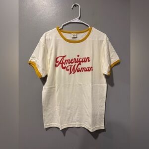 NWOT Oat Collective American Woman Graphic Short Sleeve Top Size Medium